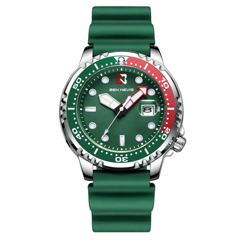 Quartz Watch For Men Reloj Hombre Business Fashion Leisure Green Glow 3 Bar Waterproof Calendar Rotatable Ring Male Watch