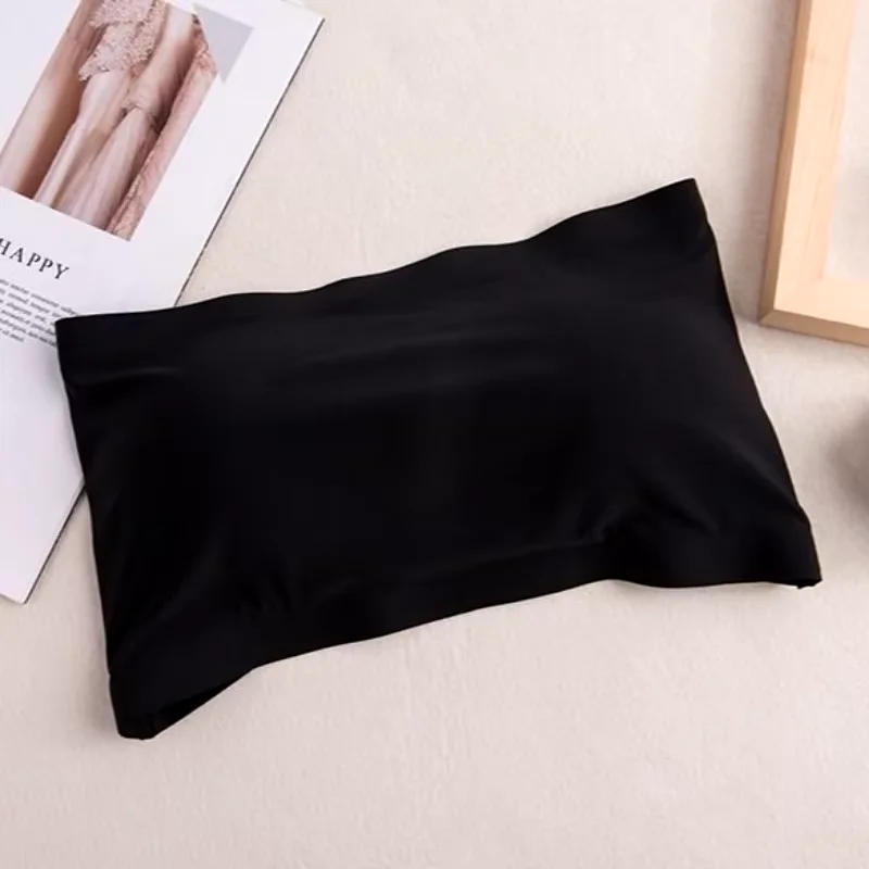 Summer Thin Women's Ice Silk Seamless Line Wrap Bra Vest Style Sexy Back Strapless One Piece Push-up Breasted Underwear Women Lingerie Bra