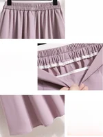 Ladies' Summer High Waist Plus Size Skirts 2026 Mid To Long Flowing Suit Skirt New Style Casual Solid Color A-line Skirt - Image 6