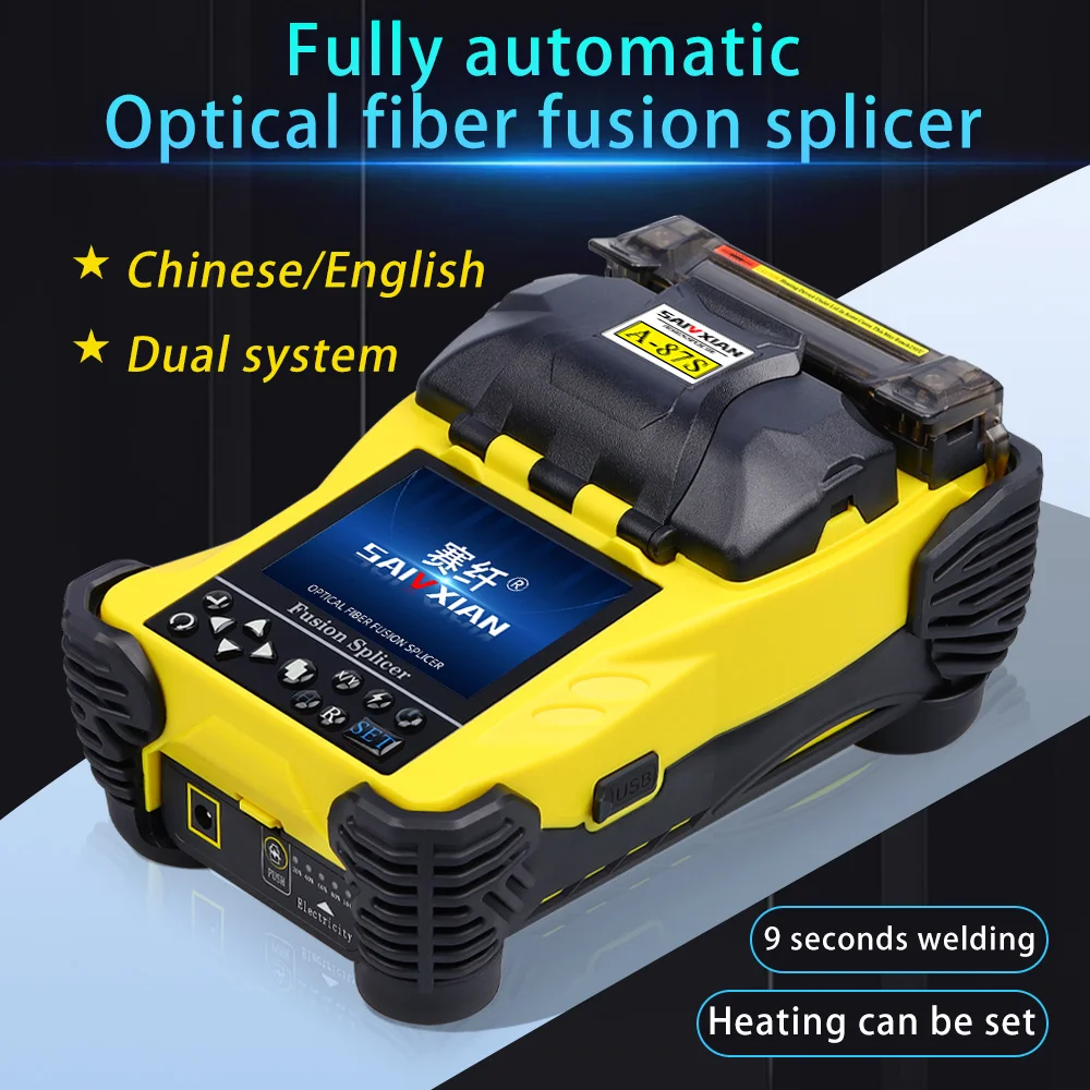 New A-87S High Quality Fully Automatic Mini Optic Fiber Fusion Splicer Splicing Machin Fiber Optic Tool Set FTTH