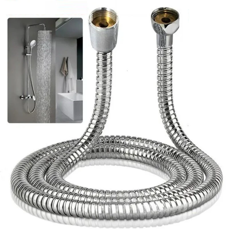 1.5m Flexible Shower Hose Plumbing Hoses Stainless Steel Chrome Bathroom Accessories Water Head Washers Showerhead Pipe bathroom accessories