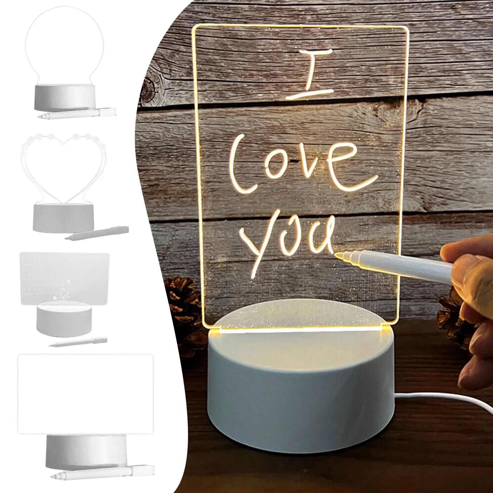 USB 메시지 보드 펜 포함 휴일 조명, 창의적인 Led 야간 조명, 메모 보드, 어린이 여자 친구 장식, 야간 램프 선물