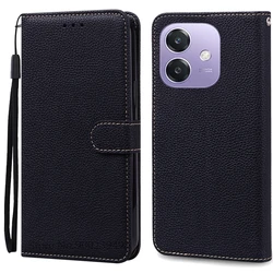 Leather Flip Wallet Phone Case - Elegant Protective Cover, Stylish Coque s Shell for OPPO A3 A3X (4G 5G) (Black)