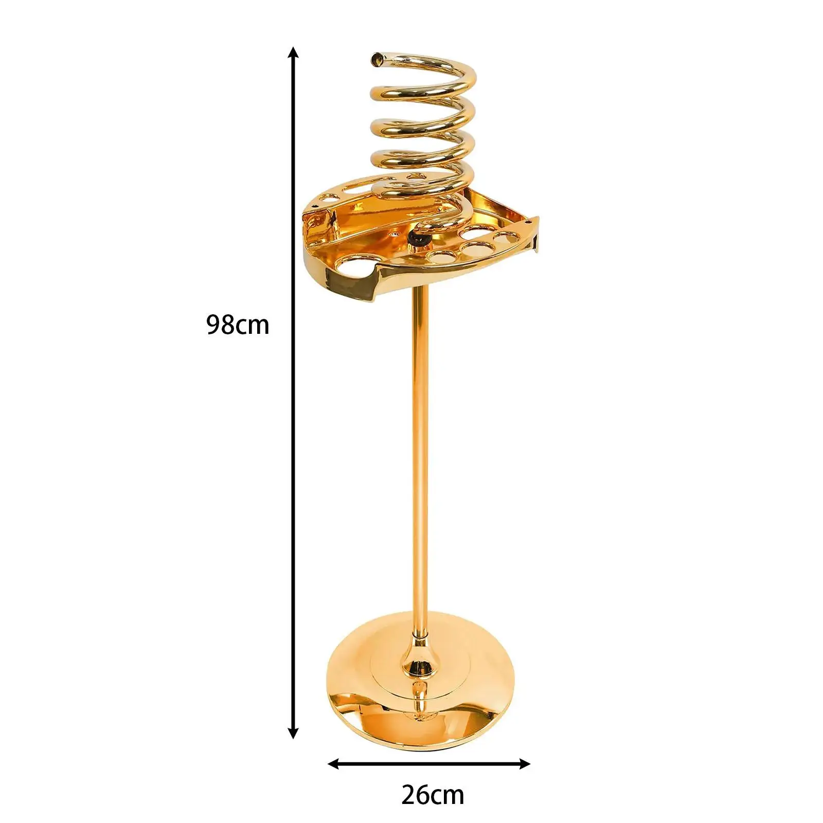 Spiral Hair Dryer Rack with Tray Metal Brush Combs Storage Holder Hairdressing Tool Rack for Bathroom Small Place Personal Salon