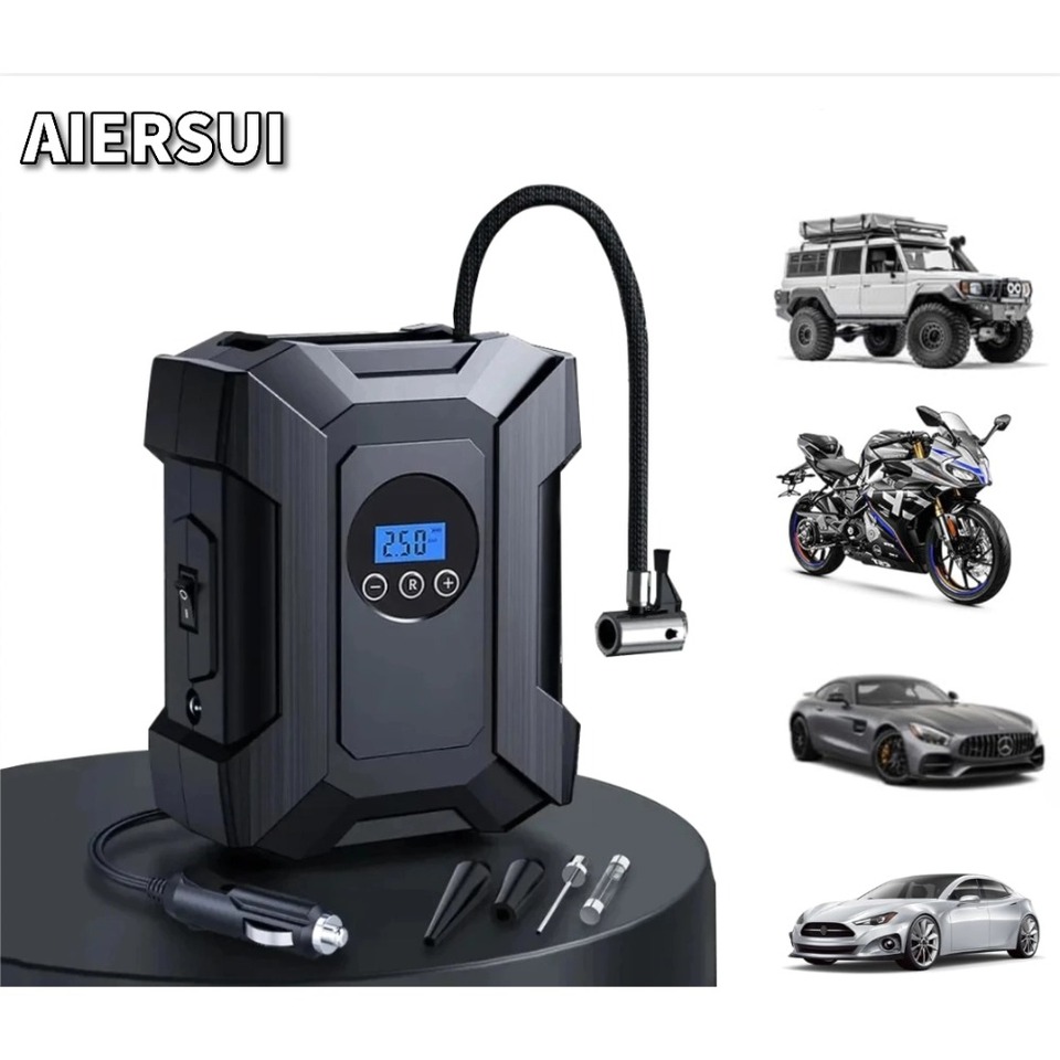 suitu Inflator Pump 12V Portable Car Air Compressor for Motorcycles Bicycle Boat Tyre Inflator Digital Auto Inflatable Pump(Box)