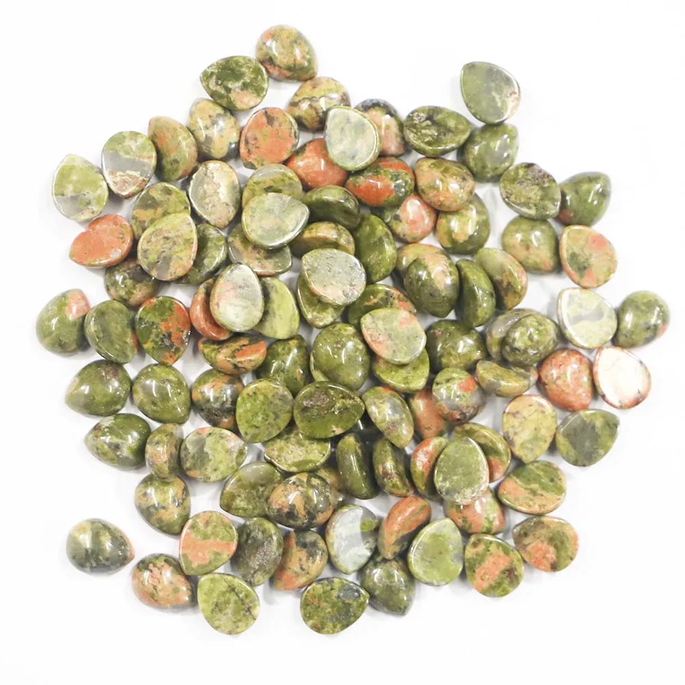 8*10mm Natural Crystal Agate Droplet Cabochon Polished Bare Stone Ring Necklace Set Accessories Jewelry Making Wholesale 100Pcs