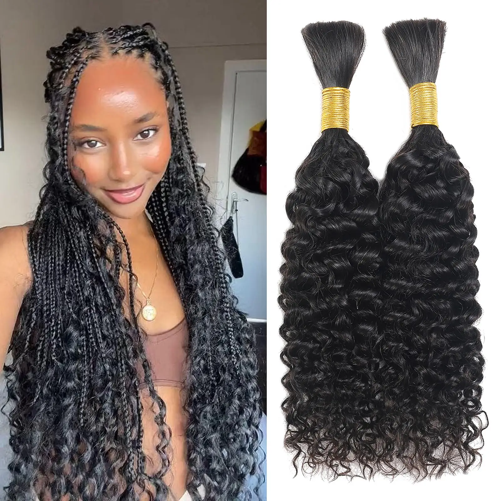 Body Wave No Weft Braids Human Hair Extensions Bulk Human Hair Bundles 16''-28'' Natural Black Virgin Hair Bulk For Braiding
