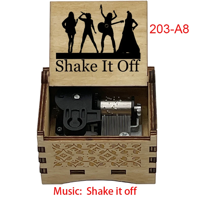 Shake it Off Handmade Wind Up Wooden Music Box for Girlfriend Boyfriend Husband Wife Christmas Gift 2
