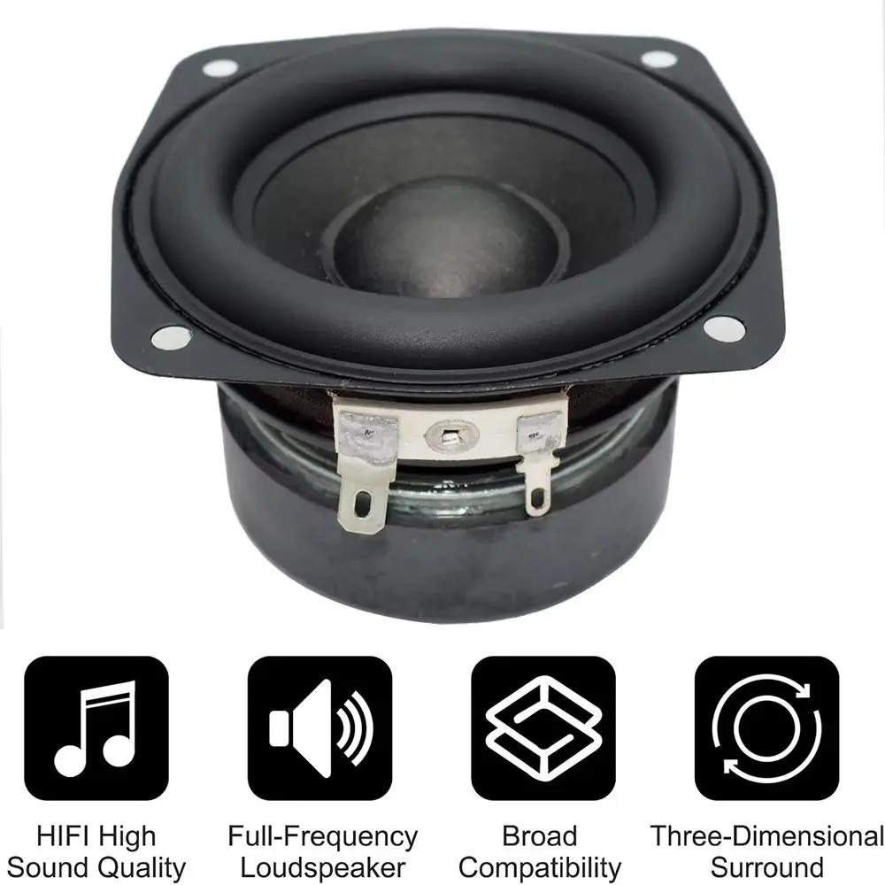 New 2 Inch 3 Inch Subwoofer Speaker 4 Ohm 15W Convex Cap Speakers Audio Bass Square Woofer DIY Bookshelf Speakers