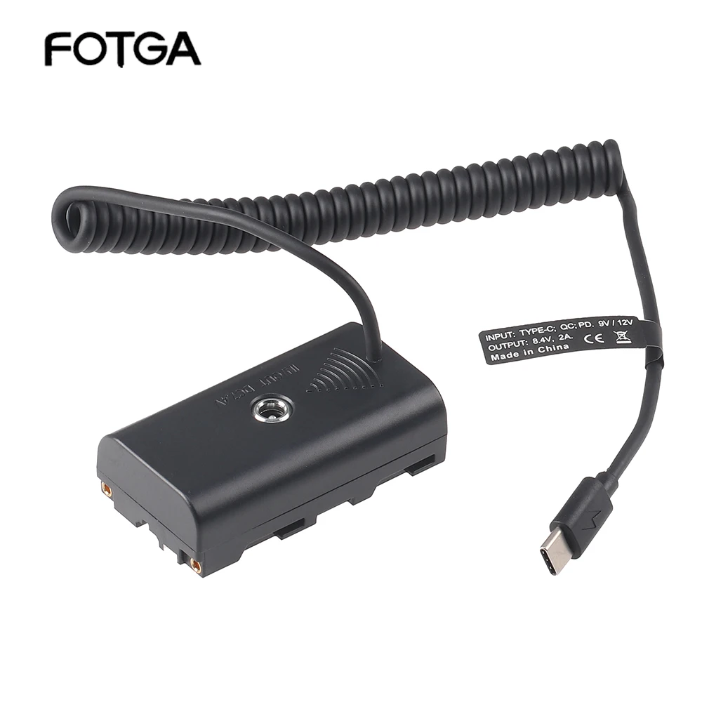 

Dummy Battery NP-F550 Virtual Battery + Type-C spring wire Cable 9V/3A 8.4V/3A 22AWG,OD3. 5mm Fotografica Photography Accessorie