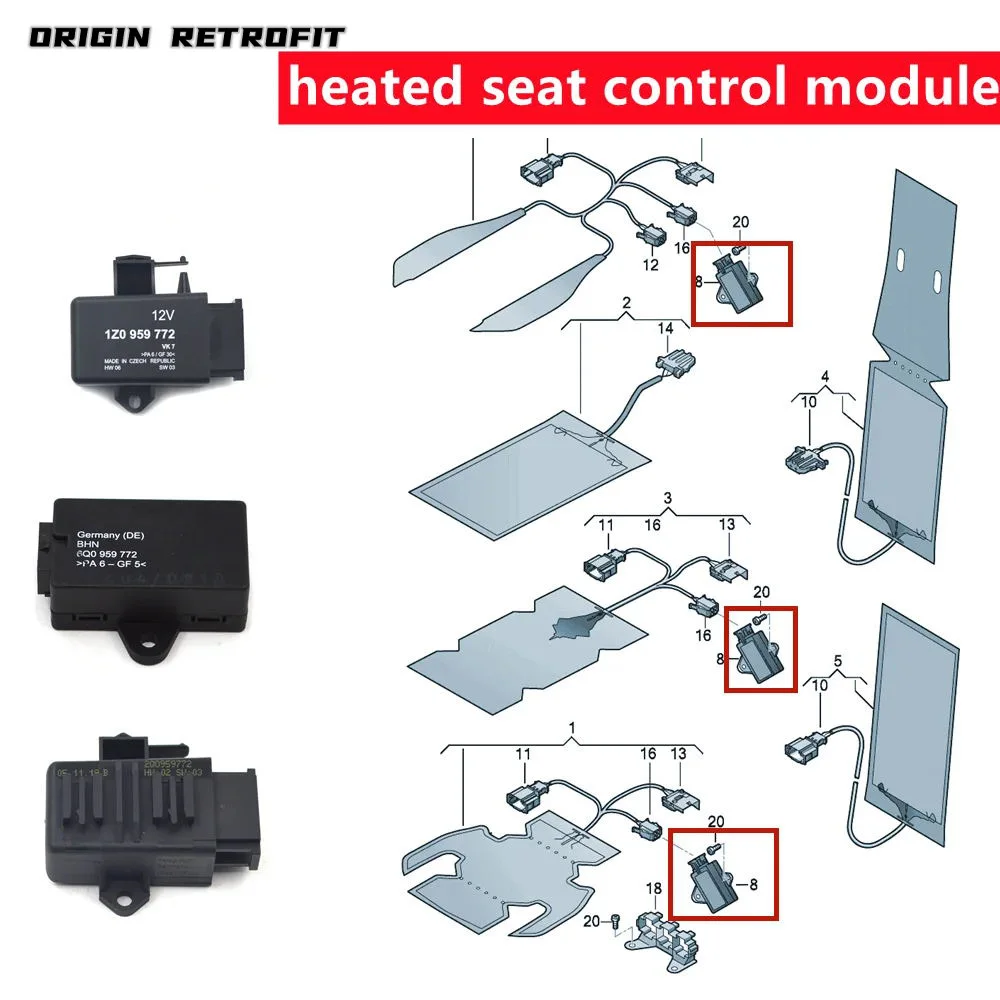 

1Z0 6Q0 2Q0 959 772 подогреваемый модуль управления сиденьем для платформы MQB PQ автомобиля