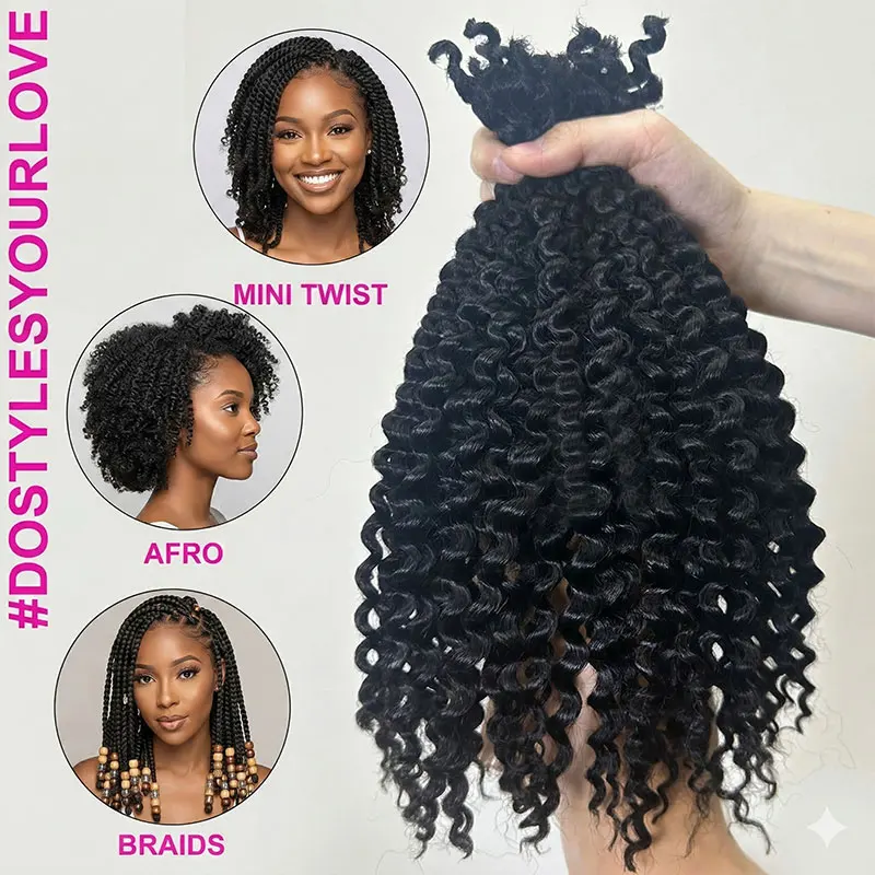 Afro Kinky Curly Bulk Human Hair 100g 4B Coily for Twists Locs/for Braiding Twists Dreadlocks 16 Inch Real Remy Extensions Deals 4