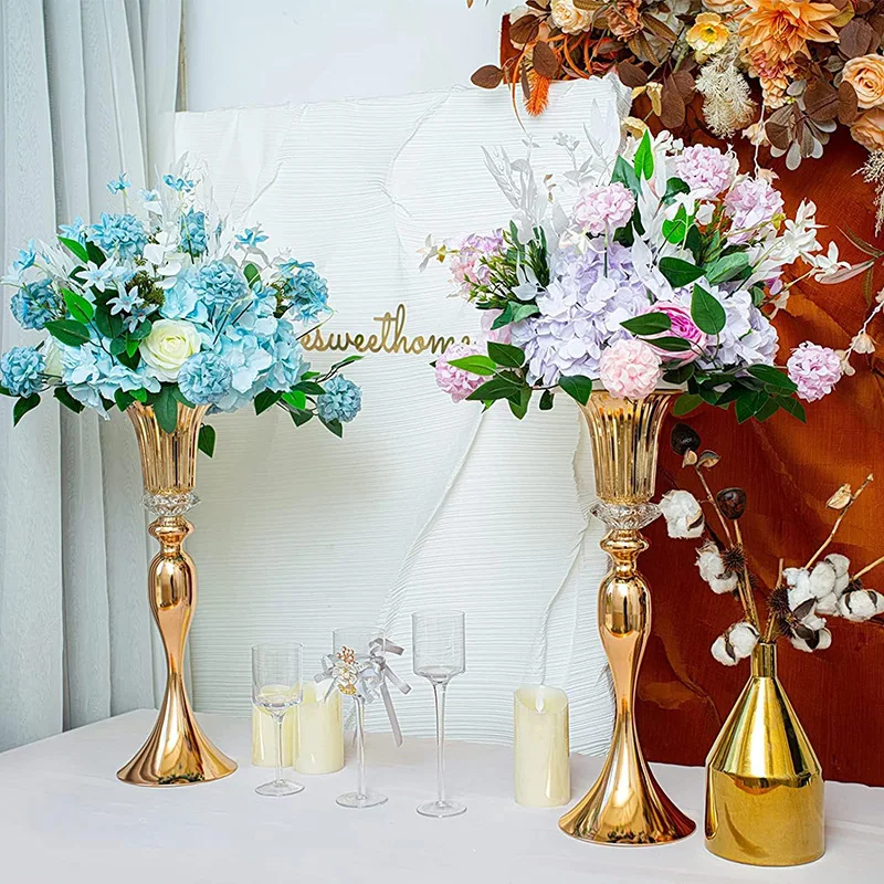 8pcs Wedding Center Decoration Gold Vase Crystal Stand Flower Holder, Metal Center Decoration for Dining Table Decoration 2