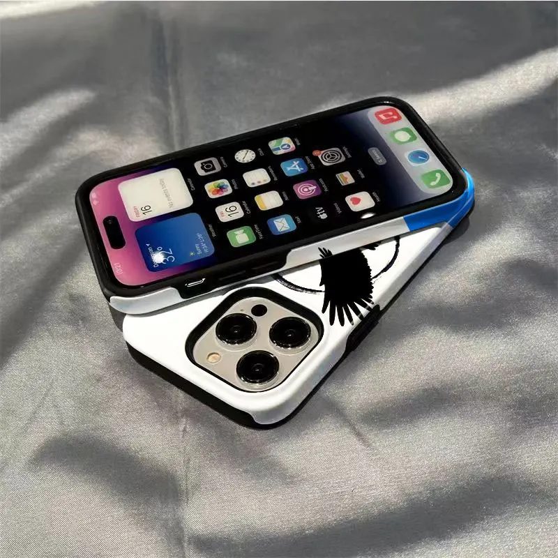 Animal Eagle 2 In 1 Phone Case for iPhone 15 14 11 13 12 MINI Pro Max  Plus  Hard PC Cover Silicone Inner Layer Coque