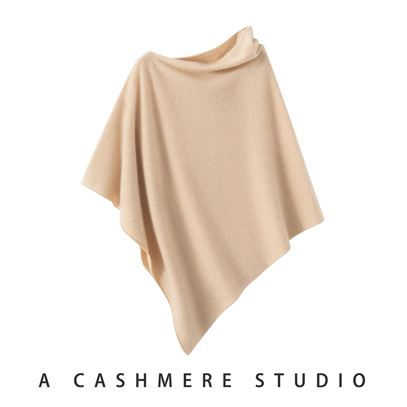 100% Cashmere Knit Shawls Women Slash Collar Shawls Autumn Winter Pullover Scarf Cape Soft Warm Pure Cashmere Knit Wraps Top