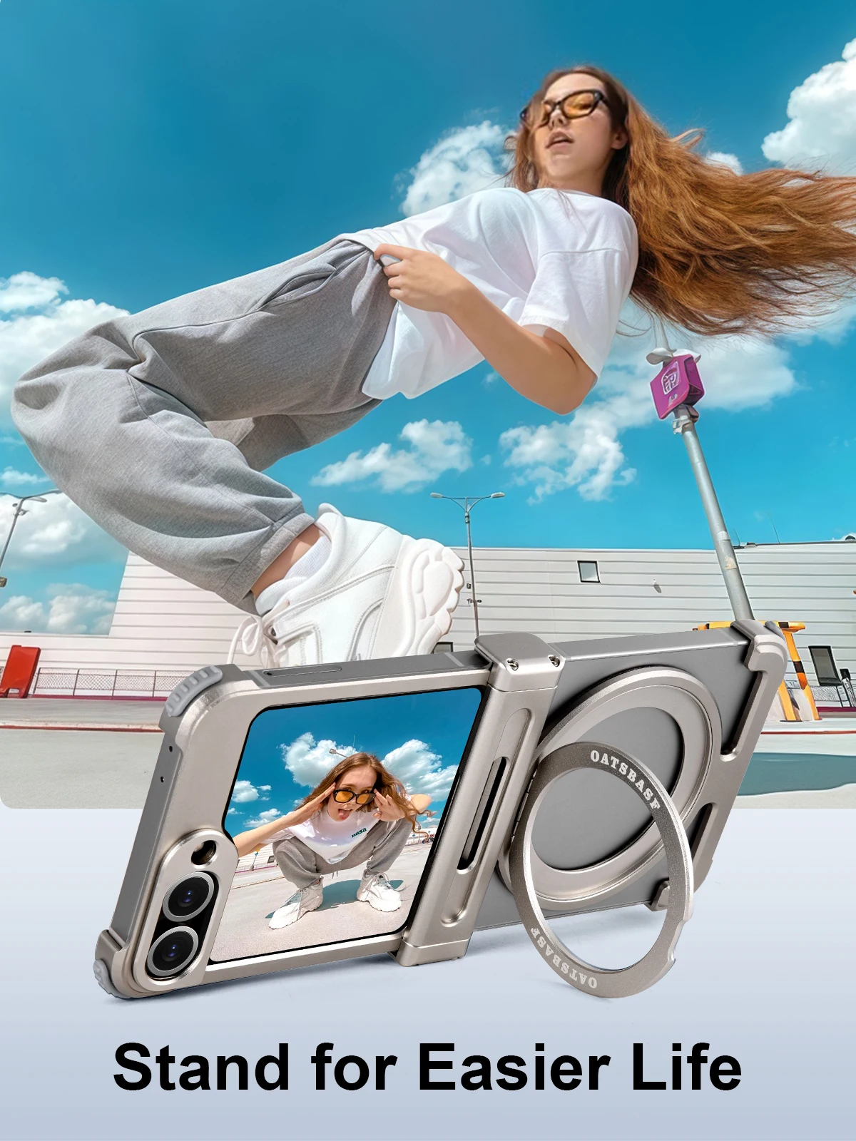 Oatsbasf 360° Rotatable Stand Magnetic Shockproof Phone Case