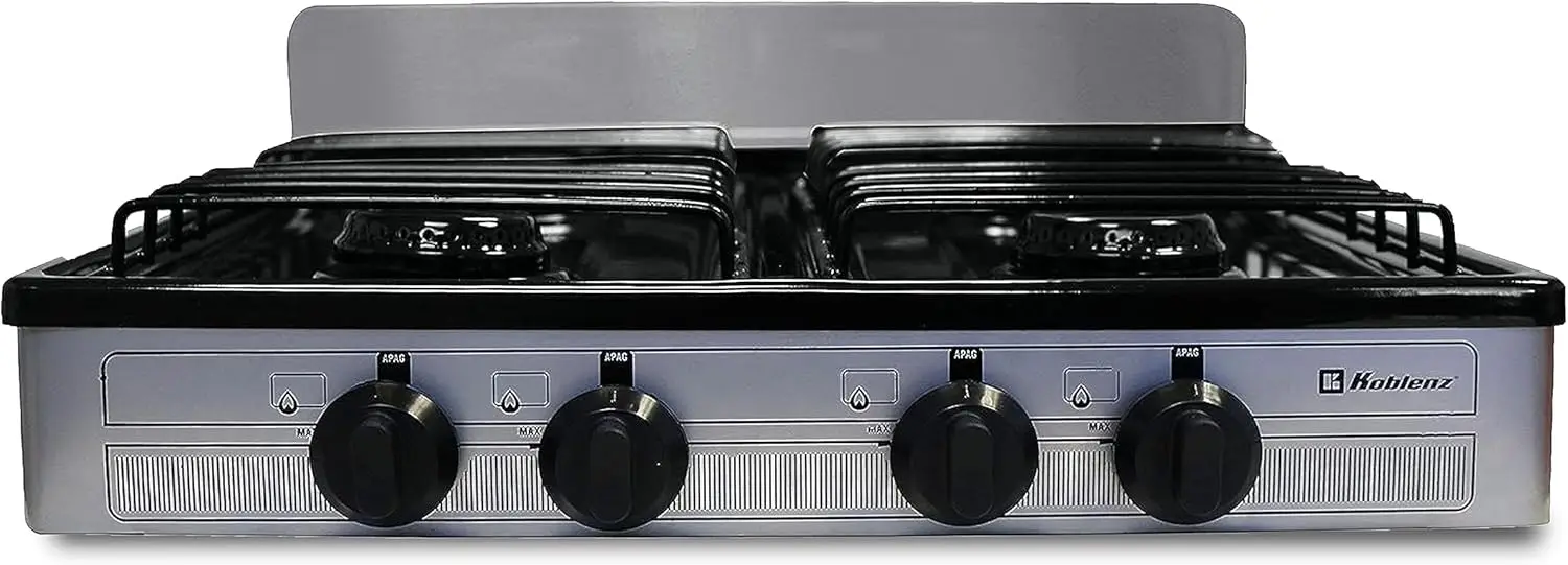 Portable Porcelain Cover and Four 16,000 BTU Burners, Stainless Steel Stove for Propane Gas 2