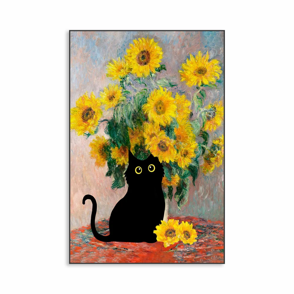 猫の絵画、クリムト、ファームガーデンのひまわり 【公式通販】