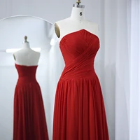 شارون سعيد-فستان سهرة طويل من الشيفون للنساء ، فساتين أنيقة مع شق ، حفل زفاف دبي ، عربي ، عنابي ، SF141 ، 2024 1