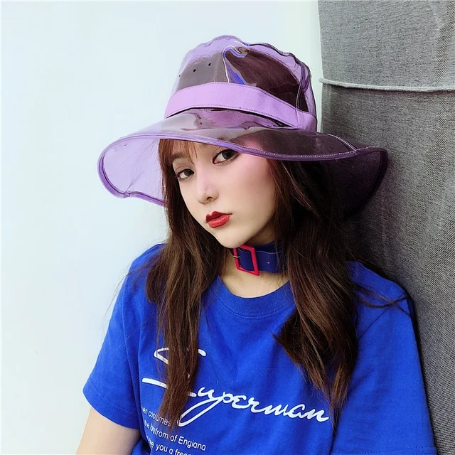 New Hip Hop Hat Bucket Hat Caps Women High Street Summer Beach Hat PVC  Transparent Sun Visor Waterproof Rain Hat for Men Ladies - AliExpress