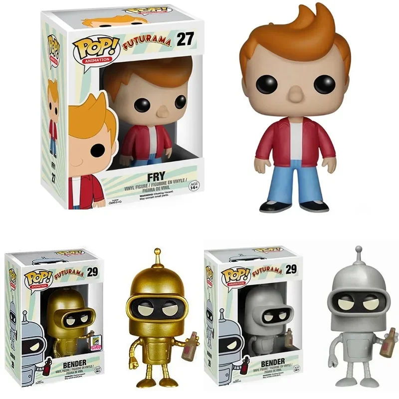 Funko Pop Futurama FRY 27 # BENDER 29 # Serie de muñecas de acción plateadas y doradas Edición limitada Modelo de juguete Regalo de cumpleaños para niños