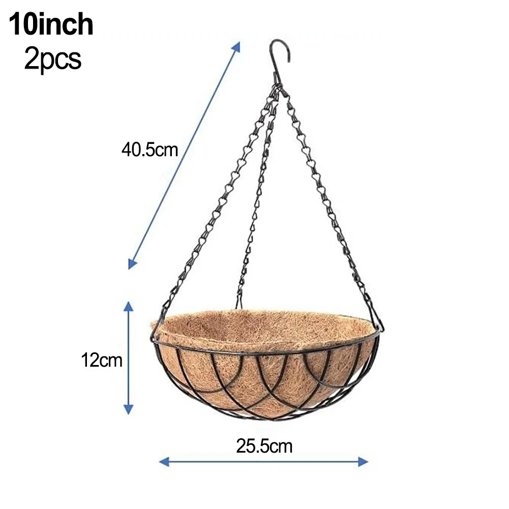 

Подвесная железная корзина для садоводства, кокосовый горшок для цветов, металлические корзины для стен, двора, домашний декор
