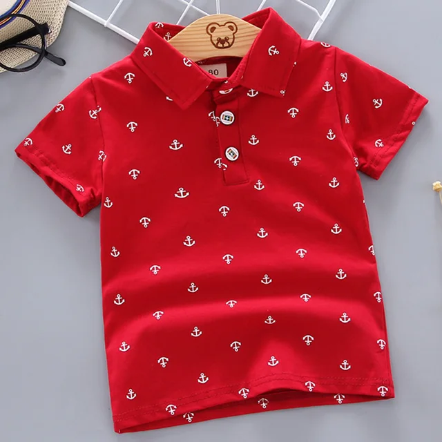 2022 Summer Baby Boys Polo Shirts Short Sleeve Anchor Lapel Clothes for Girls Odell Cotton Breathable Kids Tops Outwear 12M-5Y C