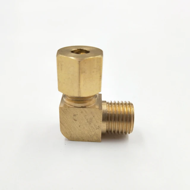 5/16 BRASS COMPRESSION TO 3/8 MALE PIPE (NPT) 90° ELBOW