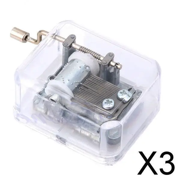 Hand Crank Music Box Movement 3-4pack Play Amazing Grace Silver