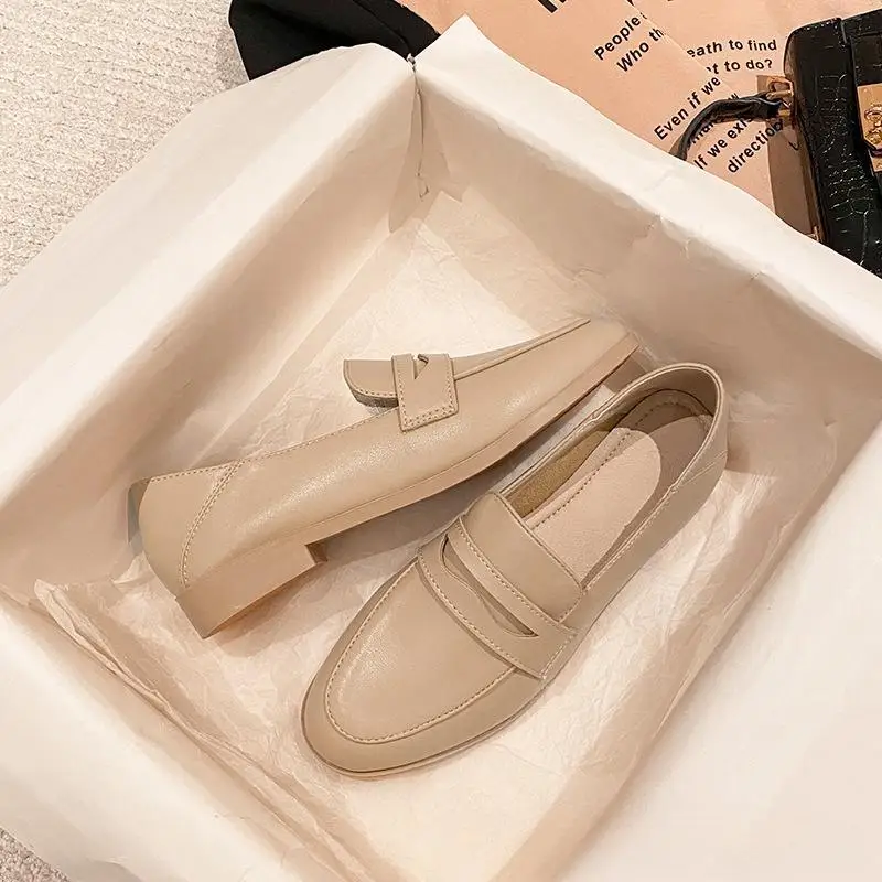 Genuine leather loafers, flat bottomed retro spring/summer new British small leather shoes, versatile women's singles shoes