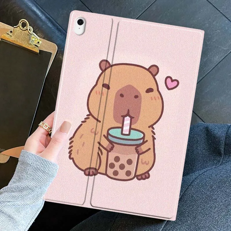 Cartoon Capybara Bubble Tea Tablet Case