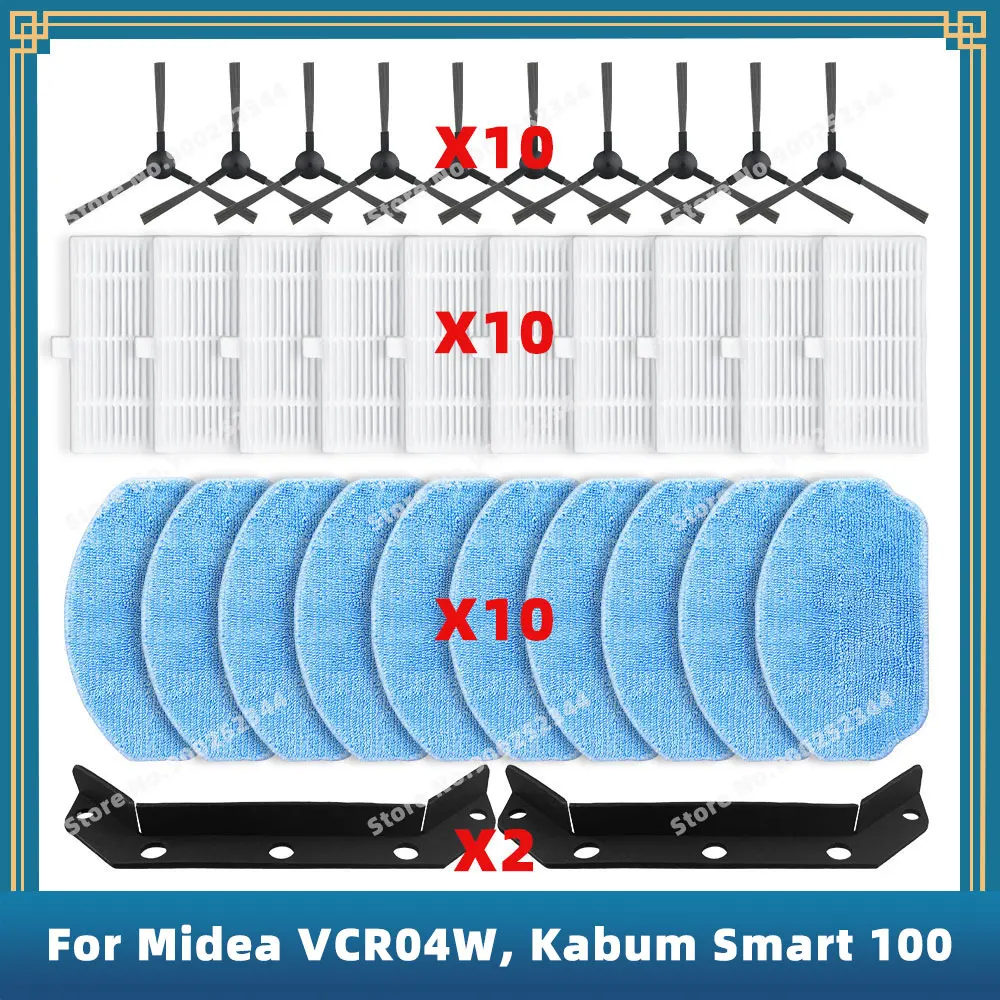 Compatível para Midea Vcr04wkabum Smart 100irbis Bean 0121teendow Br151 Acessórios de Reposição Escova Lateral Hepa Filtro Mop Pano