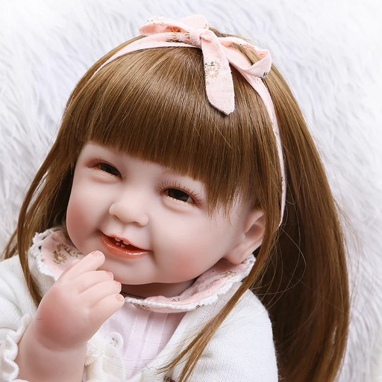 

22Inch Baby Reborn Toddler Girl Doll Cloth Body Silicone Princess Doll Dress Up Toys High-end Gifts for Children
