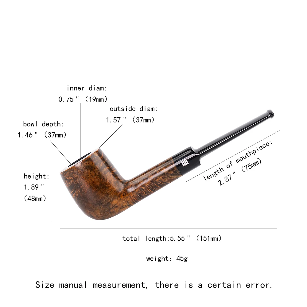 BILLIARD CURVET model tobacco pipe briar tobacco pipe saddle pipe mouthpiece straight handle bowl diameter 19mm bowl depth 37mm