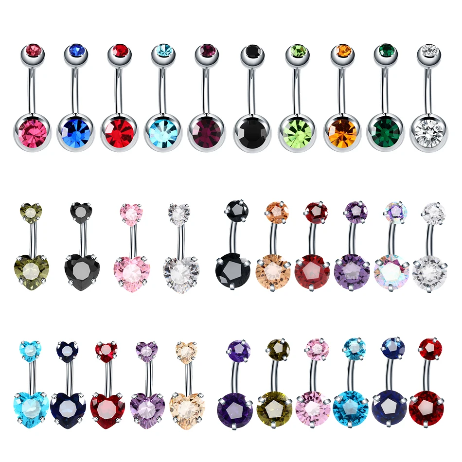 1PC Surgical Steel Crystal Belly Button Piercing for Women