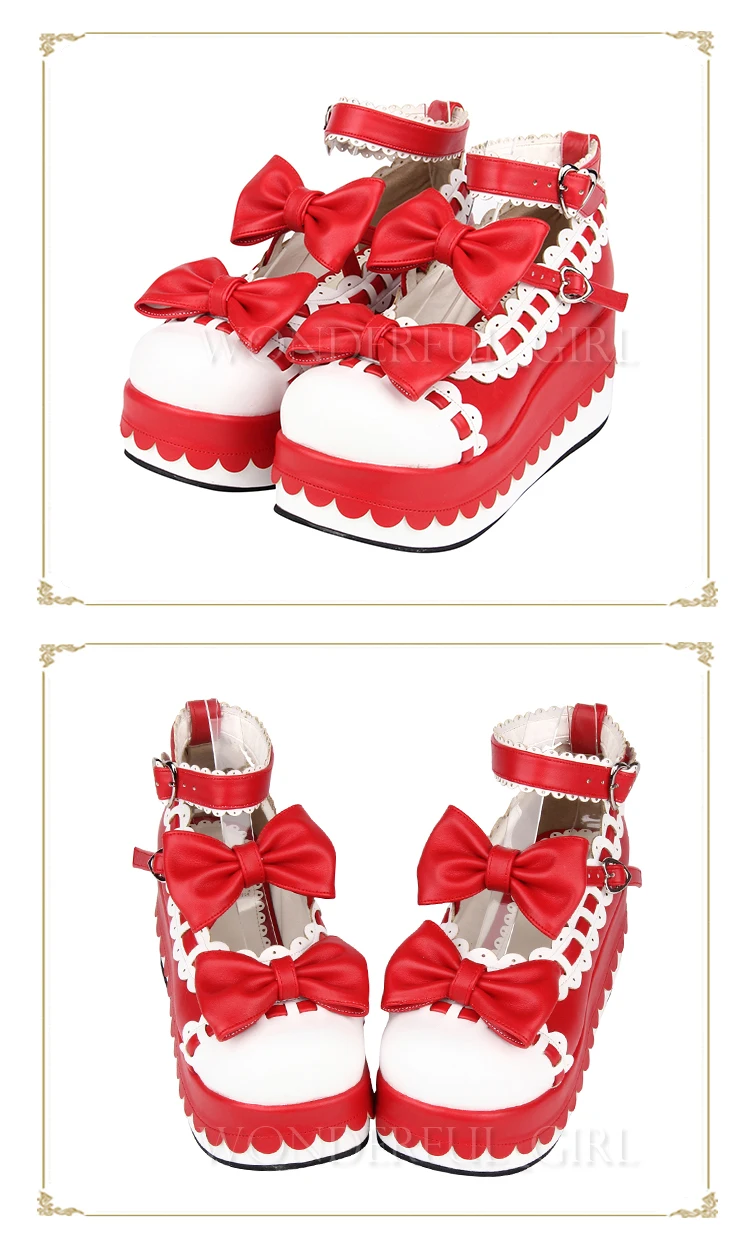 Neue japanische Lolita Plateauschuhe Prinzessin Cosplay Schuhe mit Schleife Größe 35-47 10