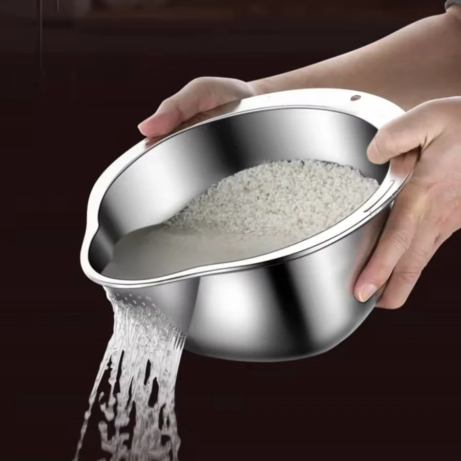Stainless Steel Rice Strainer Bowl 1