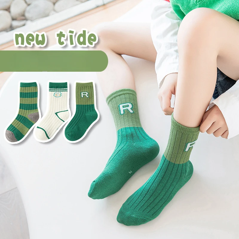 3Pairs/lot Children Socks for Girls Cotton Cute Outdoor Travel Sports Socks Causual Sports Clothes Accessories