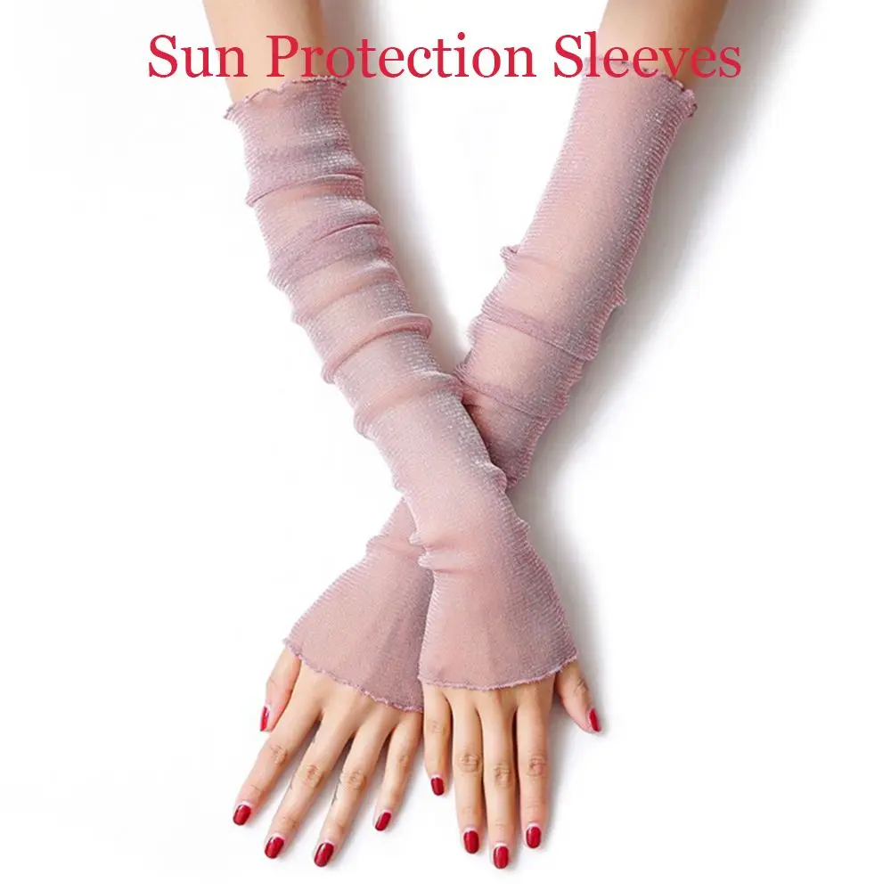 

Elastic Sunscreen Driving Gloves Outdoor Sport Long-sleeved Glove Lace Arm Warmers Sun Protection Cover Mesh Ice Silk Sleeves