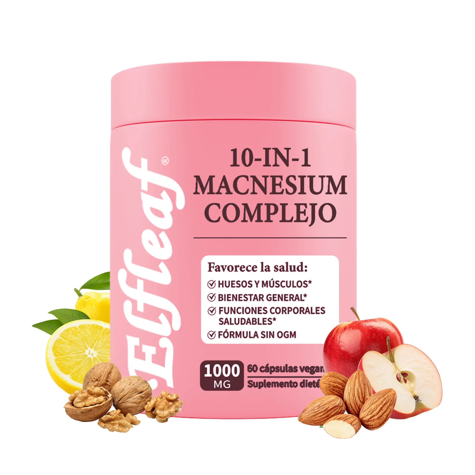 Elfleaf Chelated Magnesium 10 in 1, 1000Mg (Per Dose), Magnesium Food Supplement for Balance and Vitality, 60 Capsules