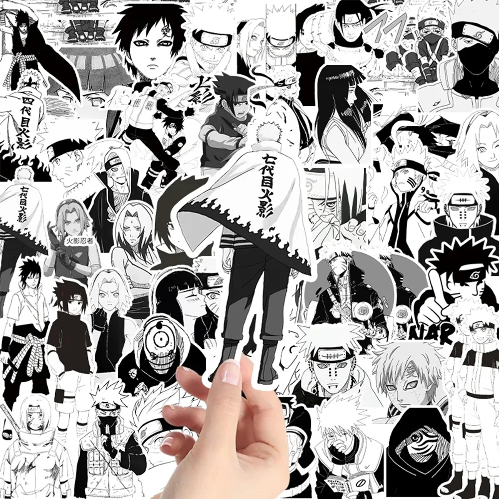 Black & White NARUTO Anime Graffiti Stickers - Cool Cartoon Waterproof Decals