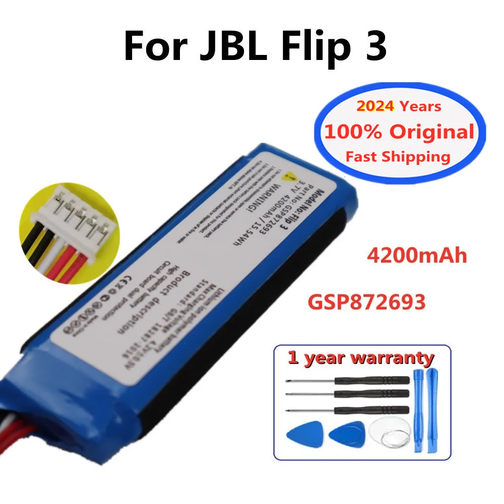 3.7V 4200mAh GSP872693 P763098 03 Original Rechargeable Battery For JBL Flip 3 Flip3 Wireless Bluetooth Speaker Bateria + Tools