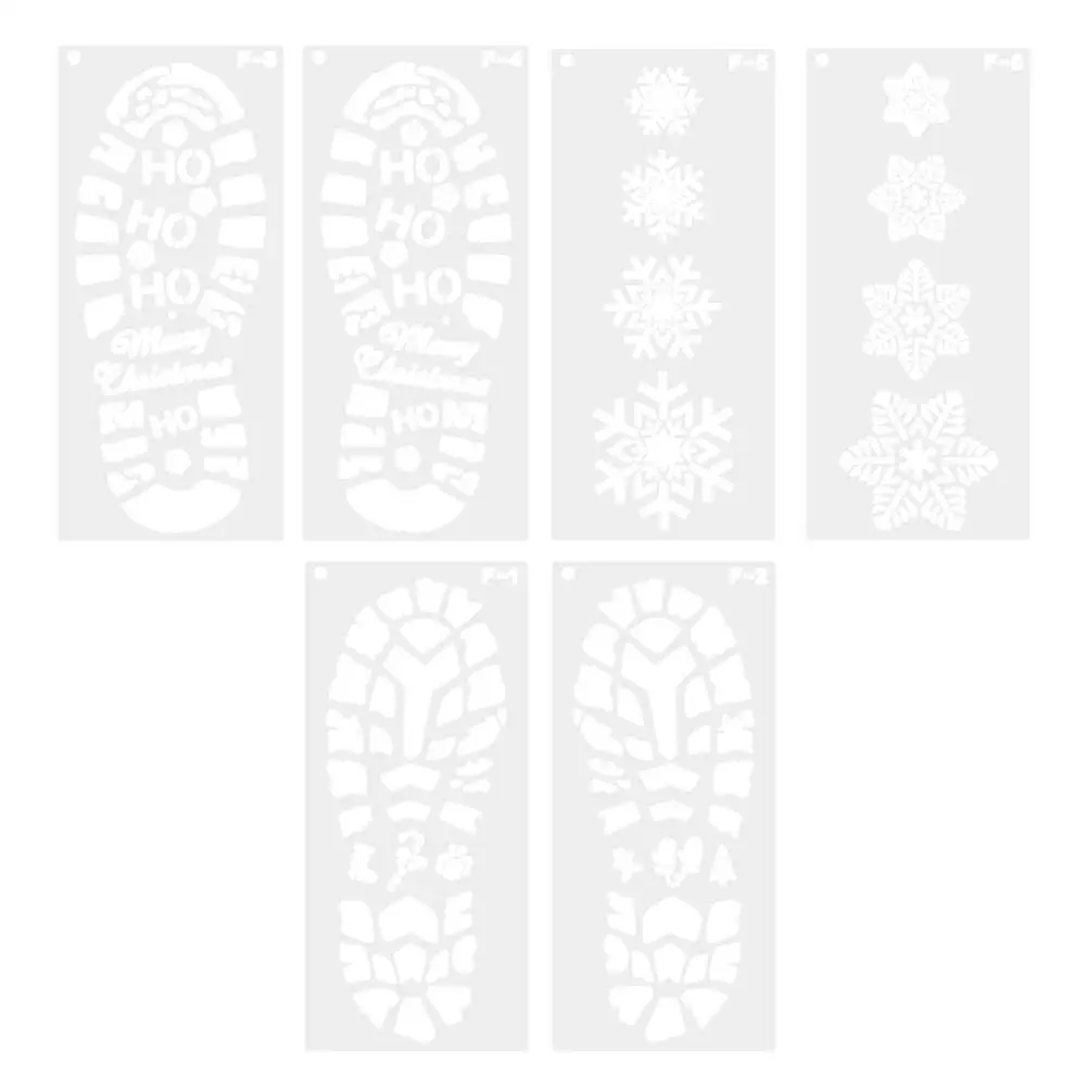 4/6Pcs Santa Claus Footprint Stencils Snowflake Template Sets Christmas Decorations