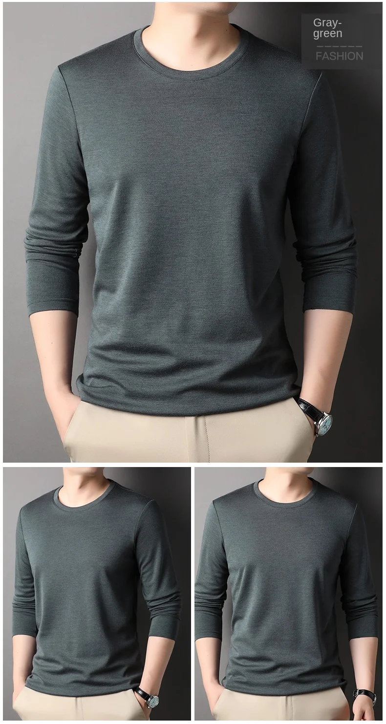 Lana di alta qualità 4,7% New Fashion Luxury Brand Maglietta da uomo Girocollo Tinta unita Morbida manica lunga Top Abbigliamento casual da uomo_voghion.com