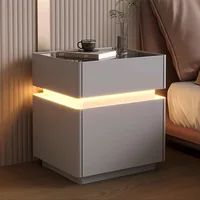 Intelligent Bedside Table with Sensor Light Wooden Bedroom Wireless Charging Nightstand Assembled 3 Drawers Side Storage Cabinet 4