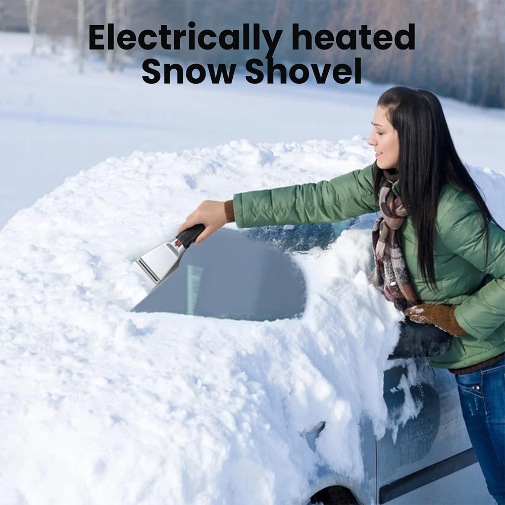 12V Winter Electric Heater Car Ice Scraper Windshield Defrosting Ice Scraper Tool Glass Snow Removal Tools Auto Accessories