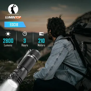 Lumintop EDC18 전문 LED 손전등, 충전식 토치 라이트, 대용량 18650 배터리, 캠핑용 EDC 플래시 라이트