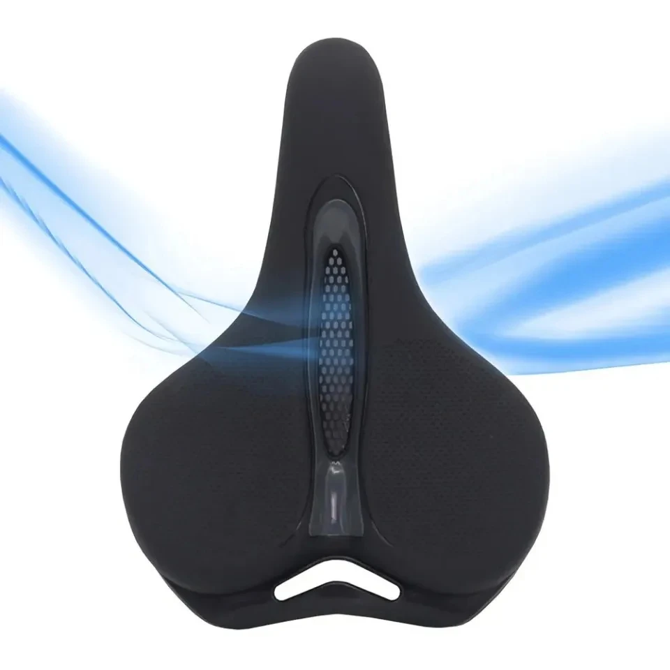 MTB Bike Saddle Breathable Big Butt Cushion Leather Surface Seat