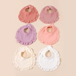 Premium Cotton Muslin Baby Bib Set - Soft and Absorbent Toddler Towels with Button Closure (WHITE)