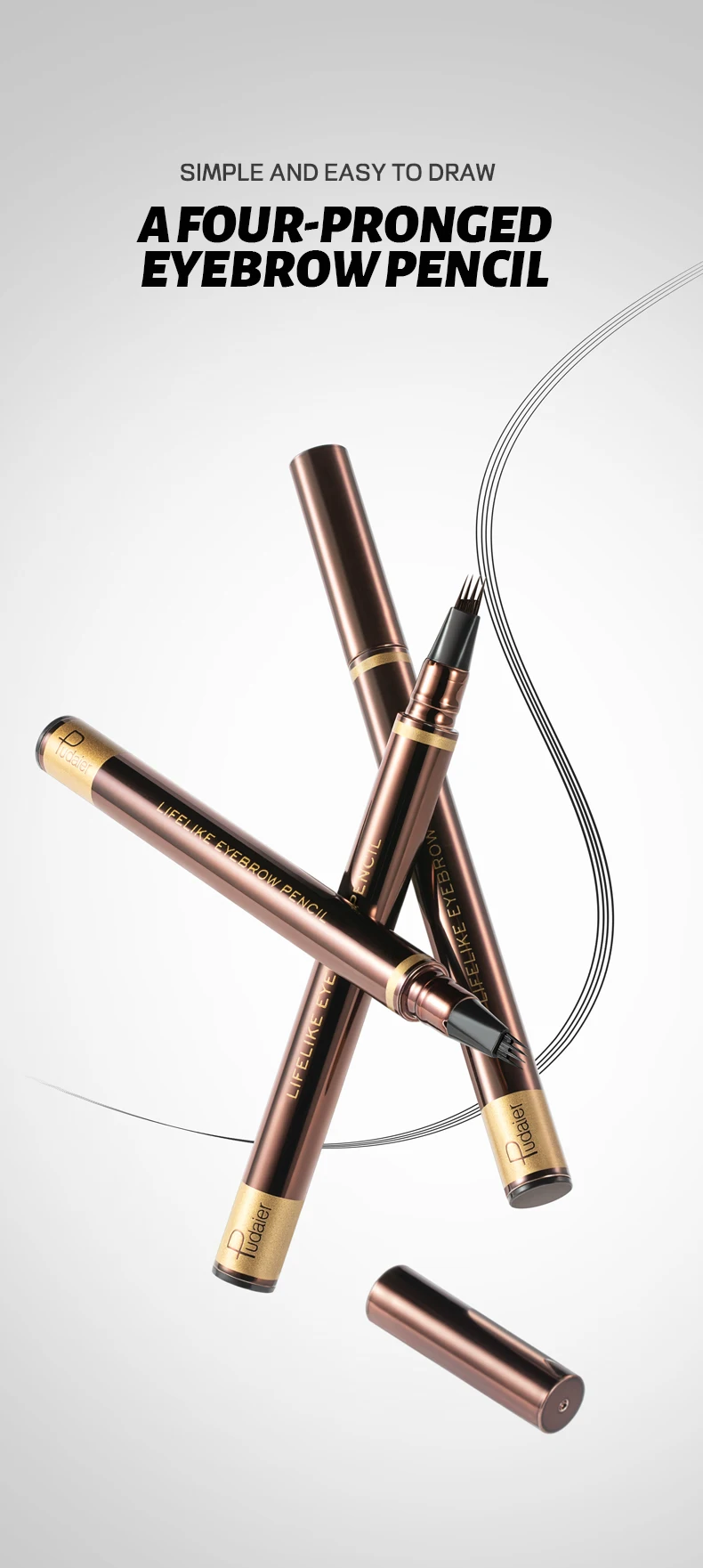 Description Picture 2 of itemLiquid four-pronged eyebrow pencil, extremely fine, long-lasting, waterproof, sweatproof, high color intensity, perfect gift